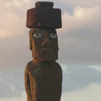 Moai with replica eyes at Ahu Ko Te Riku in Hanga Roa