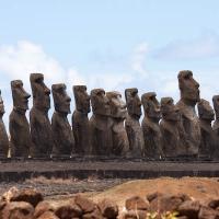 Moai facing inland at Ahu Tongariki