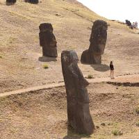 Moai on the quarry hillside
